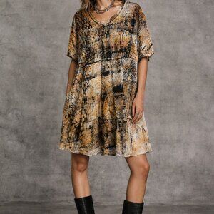 Heyne Bogut Womens Hand Tie Dye Short Sleeve Midi Dress Womens Size 2